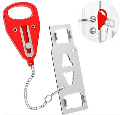 ADEGO Cerradura Portatil Puerta - Pestillo Puerta Sin Agujeros para Viajar con Seguridad - Cerrojo Puerta Sin Agujeros Antirrobo para Viajes, Hotel, Casa, Apartamento
