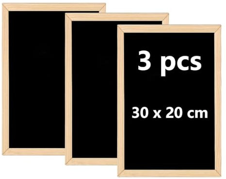 A4 Legno Lavagna Nera, 3 Pezzi Con Gesso E 1 Spugna, 20 * 30 Cm, Da Parete Con Cavalletto, Adatto Per Buffet, Matrimoni, Feste, Scuole