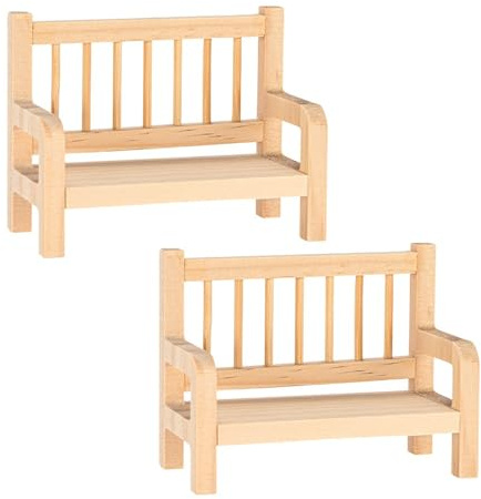 Ideen mit Herz Lot de 2 bancs miniatures en bois | Modélisme | Accessoires de maison de poupée | Matériel de bricolage | Décoration | DIY | Modélisme ferroviaire | Banc de siège | 10 cm x 4,4 cm x 7,5