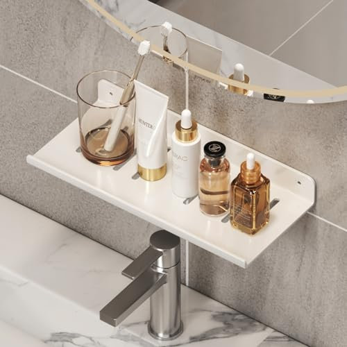 Loputon Mensola Doccia con Porta Sapone, 2 Ripiani in Acciaio Inossidabile Antiruggine, Organizer per Bagno, Facile da Installare, Ideale per Shampoo, Bagnoschiuma e Accessori (bianco)