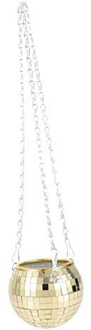 YARNOW Hängender Blumentopf Rosa Discokugel Pflanzkübel in Kugelform Blumenhalter Disco-pflanzgefäß Hängender Pflanzer Mit Spiegeloberfläche Großer Hängender Pflanzer Plastik Golden