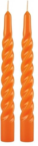 Velas lacadas tortillón Ø 2,2 cm H. 21 cm - 3 unidades - Naranja (Paquete de 2)