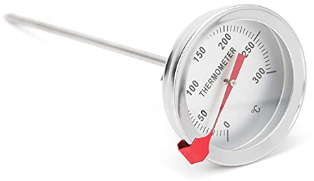 Hållbar stektermometer i rostfritt stål, urtavla 5 cm, intervall 50 ℃ till 300 ℃, korrosionsbeständighet (30 cm)