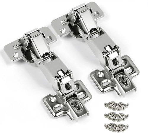 Anstore 2 Bisagras Puertas Cocina, Bisagras de Armario, Bisagra gran Angular ángulo de Apertura de 165° con 18 Tornillos 7x16mm, Bisagras de Amortiguación de Cierre Suave para Puertas de Madera