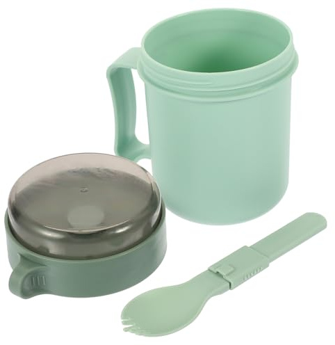 ARTSEWPLY Tasse à Céréales Portable Couvercle et Cuillère 500ml en Pp, Étanche et Adaptée Micro-ondes, Style Simple et Élégant pour Petit-déjeuner Pratique Couleur Aléatoire