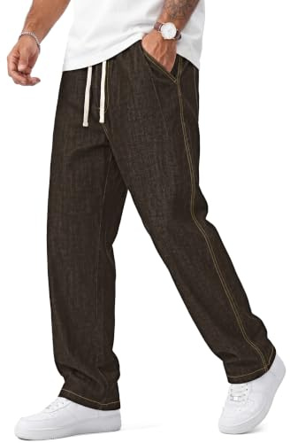 TARAINYA Jeans Baggy Homme Coton S-4XL | Denim, Élastique avec Cordon de Serrage, Plis, 4 Poches Fonctionnelles, Style Décontracté Outdoor