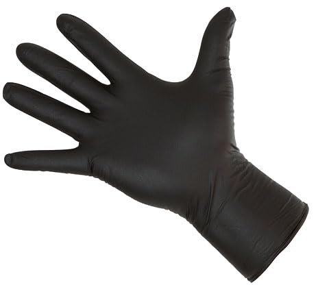 Kerbl 15324 Nitrile Lang Schwarz Einmalhandschuhe, 30cm Länge, XXL, 50 Stück