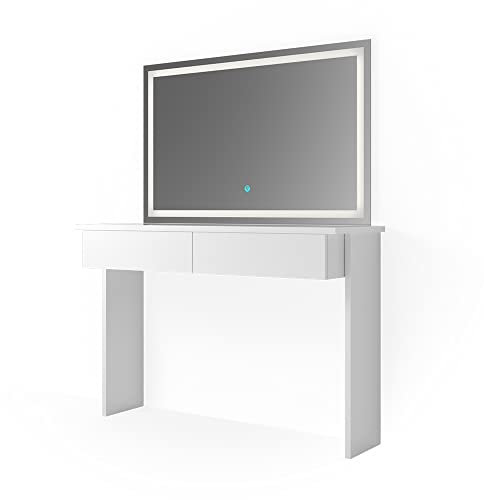 Vicco Schminktisch Azur, Kosmetiktisch mit Spiegel, Weiß, 120 cm mit LED-Spiegel