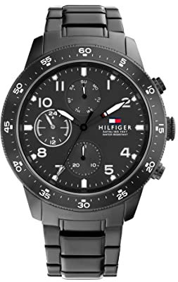 Tommy Hilfiger Multi Zifferblatt Quarz Uhr für Herren mit Schwarzes Edelstahlarmband - 1791951