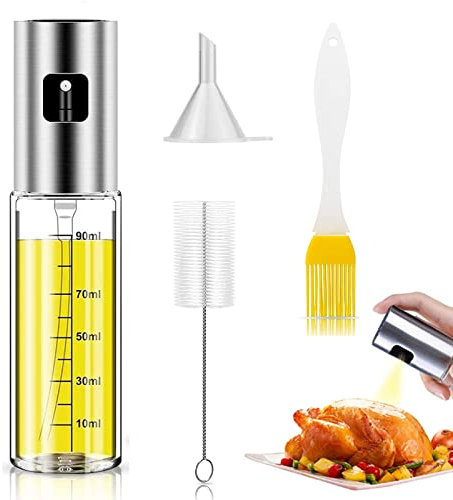 Spruzzino per Olio, Nebulizzatore Olio con Scala, Aceto Oilo Sprayer Nebulizzatore Olio Flaconi Spray per Olio D'Oliva Olio da Cucina Spray Oliera Spray 100ml per Insalata Barbecue Cucinare Cottura