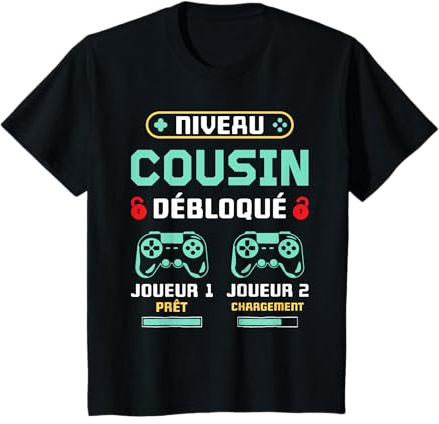 Niveau Cousin Débloqué - Annonce Grossesse 1er Bébé Gamer T-Shirt