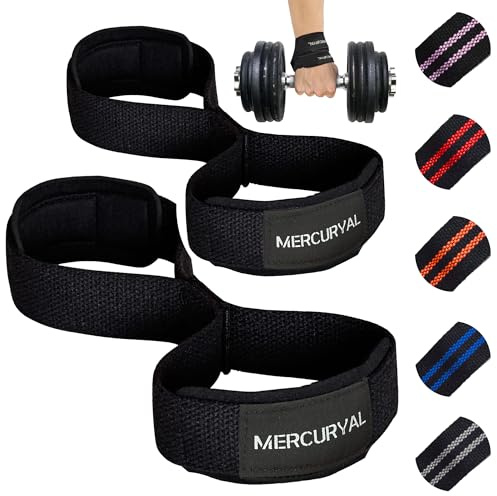 MERCURYAL Straps i 8 Gym för avancerad och professionell nivå - Straps Powerlifting - Gym tillbehör - Gym Tillbehör (Svart)