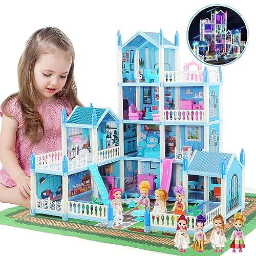 Maison de Poupée avec Poupée et lumière,Jouet Fille, Rêve Noël Cadeau 3-12 Ans Enfant Jouet…