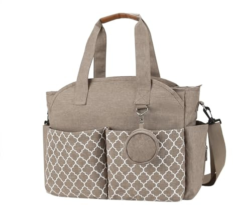Perfeclan Multifunction Nursing Tote Bag, Versatile Motherhood Bag, Extra Large Diaper Organizer with Adjustable Strap, Portable Baby Care Bag for Travel and Daily Motherhood Activities, Khaki