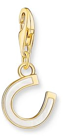 Thomas Sabo damer charm-hänge hästsko med vit kall emalj förgyllt 925 sterlingsilver, 750 gult guld förgyllning, kalemalj 2018-427-14, En Storlek, Sterling silver, Utan