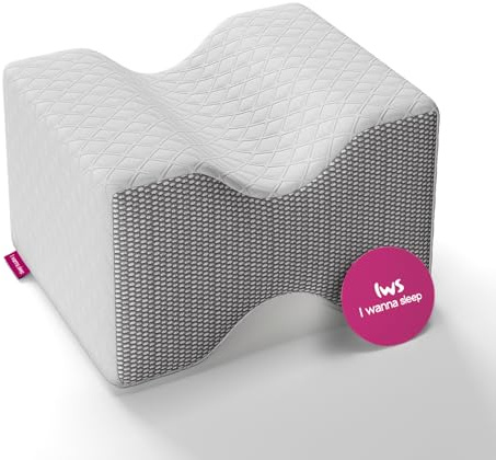 IWS Ergonomic Knee Pillow – NASA-Inspired Premium Memory Foam for Hip, Leg & Spine Alignment, Sciatica Pain Relief, Cooling Breathable Cover for Side & Back Sleepers