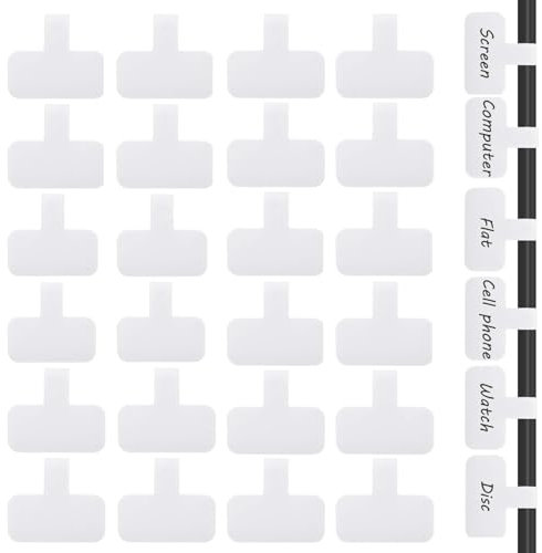 24 Stück Kabeletiketten Weiß Selbstklebend Kabeletikett Wiederverwendbar Kabel Etiketten Schreibbar Kabelbeschriftung für Kabelmanagement und Kabelidentifizierung