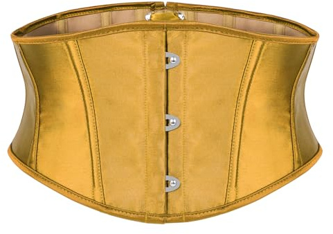 JasGood - Cintura da donna in stile corsetto con lacci, bustino con stecche, per cosplay di Halloween, Steampunk, Rinascimento, pirata, oro scuro, Fit Taille Größe 63cm-69cm