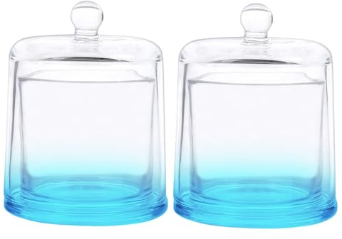 Mafagwre Lot De 2 Bougeoirs en Verre avec Dôme, pour Bougies Chauffe-Plat, Bougeoir, Coupe à Bougie avec Cloche pour Fêtes, Mariages (Bleu)