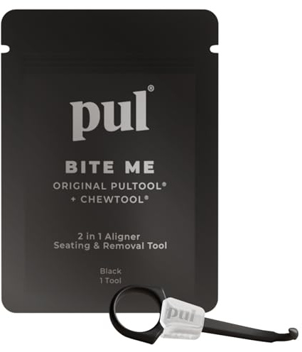 PUL Outil à mâcher et outil de retrait PUL 2 en 1 avec aligneur transparent - Noir | Chewie orthodontique + Remover Combo | Accessoire dentaire hygiénique, réutilisable et sans BPA pour Invisalign