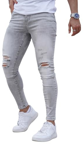 GINGTTO Hombre Vaqueros Skinny Elásticos Pantalón Stretch Denim Jean | Súper Elástico, Pierna Cónica, Adecuado Para Ocio, Trabajo, Citas