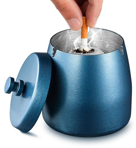 Tatxmalv Posacenere antivento in ceramica nera per esterni e ufficio