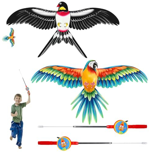 Darryy 2x Canna da Pesca, Mini Aquilone per Bambini, Piccolo Aquilone Dinamico Senza Vento, Adatto dai 3 Anni