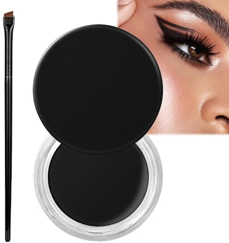 2-in -1 Black Gel Eyeliner & Eyebrow Color - Highly Pigmented Cream Gel. Complete Eyeliner Set with Brushes - A Great Eye Makeup Solution