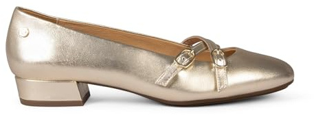 miMaO Ballerine en Cuir à lanière croisées Doré, EU 38