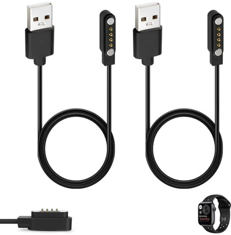 2 caricatore smartwatch USB, Caricatori Magnetici Universali 4 Pin 7.62mm per Ricarica Rapida e Sicura, Compatibile con Dispositivi Indossabili, Fitness Tracker, Orologi Intelligenti Accessorio