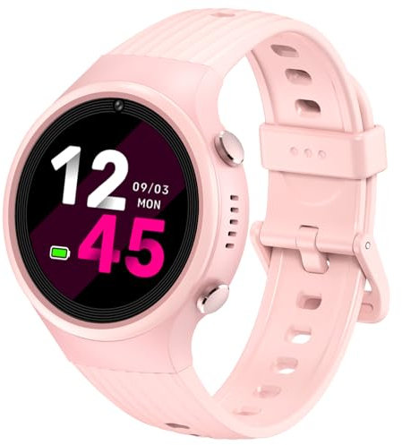 Alutoria Montre Connectée Enfant 4G GPS avec Appel Vidéo, SOS Urgence, Mode Classe – Smartwatch Enfant pour Filles et Garçons,Light Pink