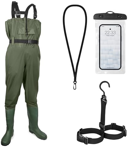 Vivikivi Waders pour homme - Imperméables - En nylon/PVC - Avec bottes - Respirantes - Pour la pêche, la chasse, le lavage de voiture, les fermes, les jardins, les sports nautiques et les activités de