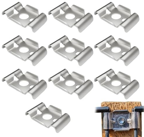 Zaunhalter-Klemmen,10X Edelstahl Gitterzaun-Halterung - Diebstahlsicheres Zaunzubehör mit Montagehalter für Haus, Garten, Wohnung & Außenbereich