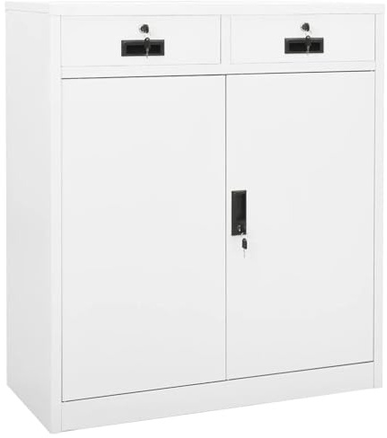 Hoodmeel Armadio Ufficio, Armadi Metallici, Armadietto Spogliatoio, Armadio in Metallo, in Acciaio Bianco 90x40x102 cm