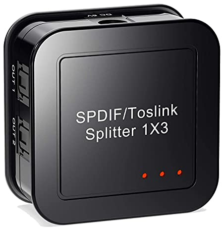 Uikdjgu Digital Optical Audio 1X3 Splitter,Digital SPDIF TOSLINK Optical Fiber Audio Splitter,1 in 3 Out, för -Ray DVD HDTV