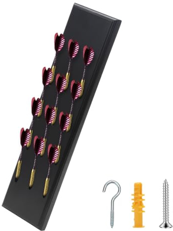 DASIAUTOEM Support de fléchettes en bois pour 12 fléchettes - Support mural pour 12 fléchettes - Support en bois massif - Rangement pratique pour fléchettes souples et fléchettes en acier - Pour tout