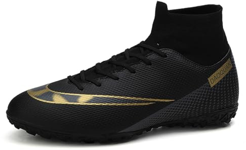 Tacos de fútbol para hombre con parte superior alta, botas de fútbol para hombre, zapatos de fútbol con cordones, puntas antideslizantes, puños en el tobillo, para interiores y exteriores, béisbol