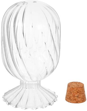 JOINPAYA Recipiente de Vidrio en Forma de Hélice para Almacenar Cerillas Tapa de Corcho, Fácil de Limpiar, Adecuado para Cocina y Sala de Estar