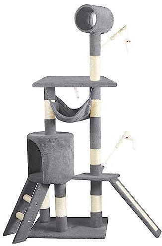 VOUNOT® Árbol Rascadores para Gatos Grande con Plataformas y Refugios, XXL 154cm, Gris