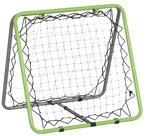 HOMCOM Calcio rimbalzante Porta di rimbalzo a muro per Baseball Basket Rimbalzo bifacciale Regolabile in 5 livelli Metallo Verde+Nero 75 x 75 x 64 cm