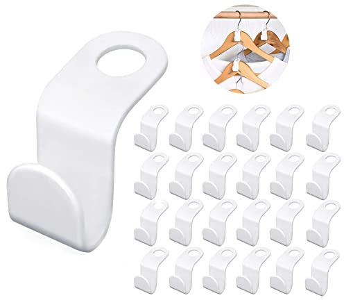 50 Pack Clothe Hanger Connector Hooks, Multi-Layer Stackable Hanger, White | Fits Most Standard Hangers, Durable Plastic, Space Saving Stackable Design, Storage Box Included, For Wardrobes, Closets