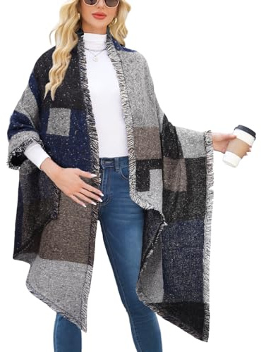 heekpek Scialle Donna Invernale Caldo Moda Nappe Morbido Leggera Sciarpa Lunga Avvolgere Autunno Inverno Scarf Wrap Shawl, Blu navy 2#