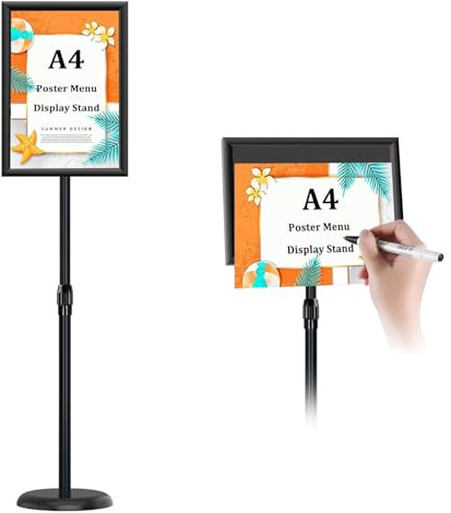 DMSELL Adjustable A4 Poster Floor Stand, A4 Poster Sign Holder, Menu Display Notice Stand for Wedding/Business Activities Display