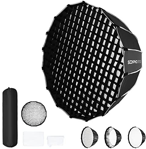 SOONPHO SP-120 120cm/47.24in Deep Parabolic Softboxen mit Schnellverschluss Bowens Mount Softbox für Aufsteckblitz Godox SL-60W VL150 VL300 UL150 SL150WII SZ150R