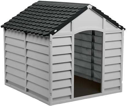 Garden Store Direct New Dog Kennel Shelter in Grey Tone, Two Styles Available (Large)