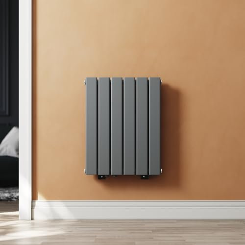SUNXURY Radiateur de salle de bain 600 x 465 mm - Radiateur plat vertical - Petit raccord latéral - Chauffe-serviettes - Anthracite - Double couche