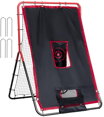 VEVOR Filet de rebond pour baseball et softball, 914 x 1372 mm, filet de lancement 2 en 1, entraîneur de rebond de lanceur de baseball, filet de rebondissement pour la pratique du terrain et du lancer