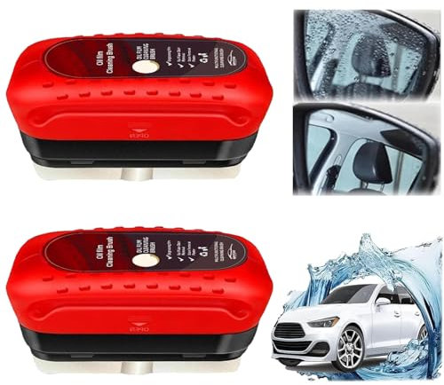 EnixwH 2 Puissant Brosse De Nettoyage Pare-Brise Brosse De Nettoyage pour Film D'Huile De Voiture Nettoyant Vitre Voiture Brosse De Nettoyage De Film D'Huile Automobile Multifonctionnelle (Rouge)