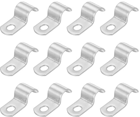 PATIKIL 10 mm (2/5 tum) styvt rörrem, 12 st 304 rostfritt stål ledningsklämma 1 hål tjock U-fäste rörklämma rörrem för rörkabel kabelfixering