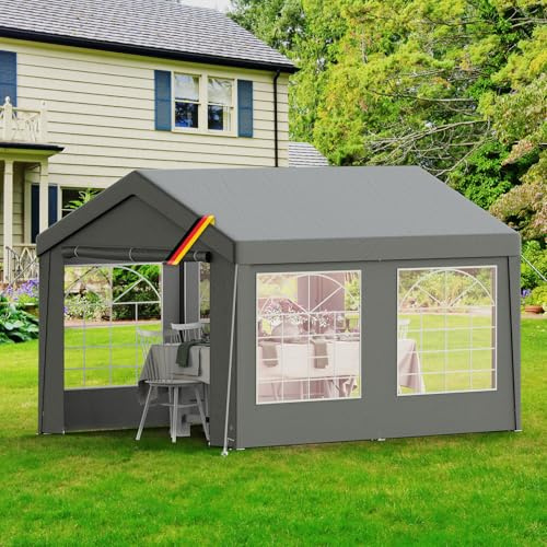 Kidsgigglz Partyzelt, Pavillon 3x4, Wasserdichte Stabil Winterfest UV-beständig mit Seitenwänden & Giebelteilen, Festzelt aus Verzinkte Stahlgestänge & PE-Plane, Gartenfeste Hochzeiten Partyzone, Grau